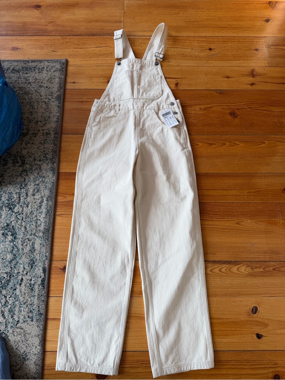 Brandy Melville Cream Wide-Leg Cotton Overalls